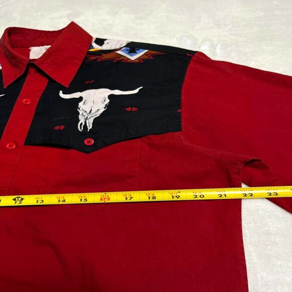 Vintage Yoked Western Cowboy Shirt Men's L Art-to-Wear Southwest Rockabilly - Picture 9 of 11